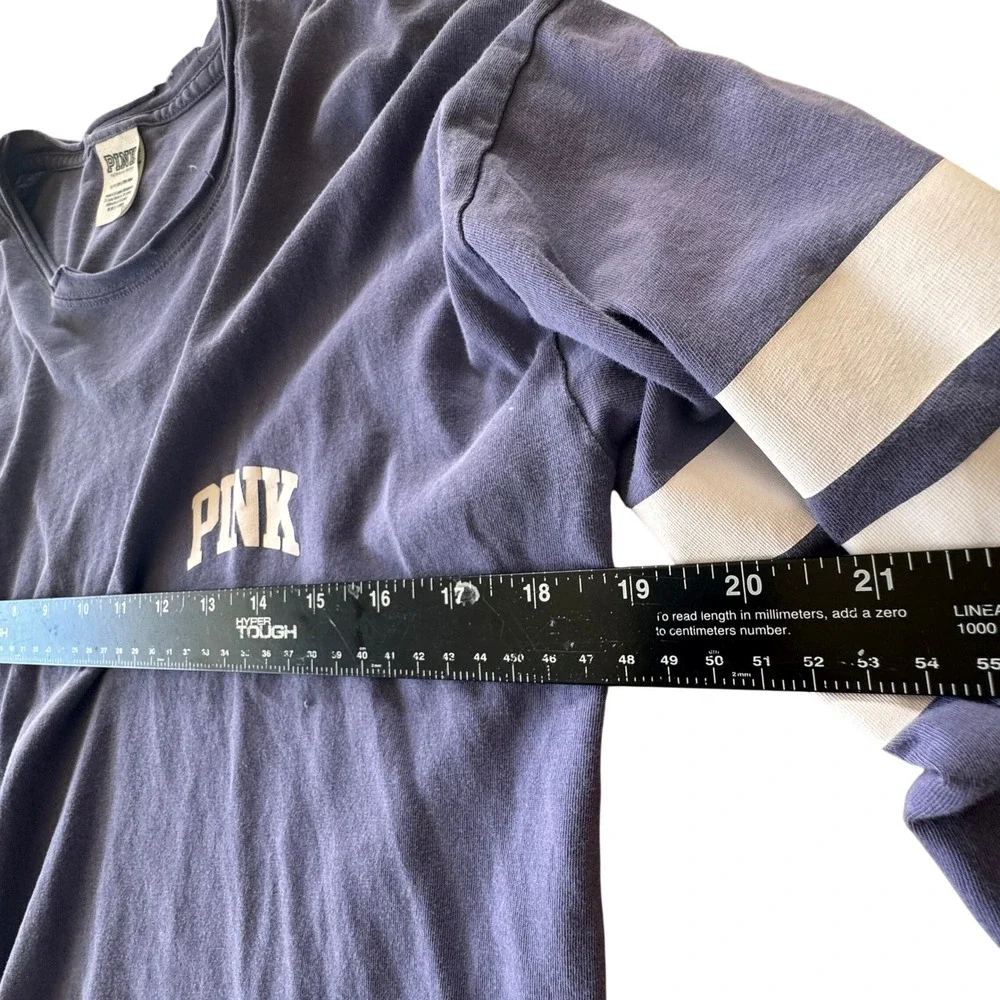 Y2K Victoria Secret PINK Long Sleeve TShirt Womens S Distressed Purple Lounge - Picture 11 of 13